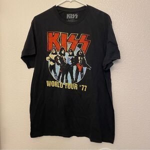VINTAGE KISS World Tour '77 Graphic Band T-Shirt black unisex concert festival L